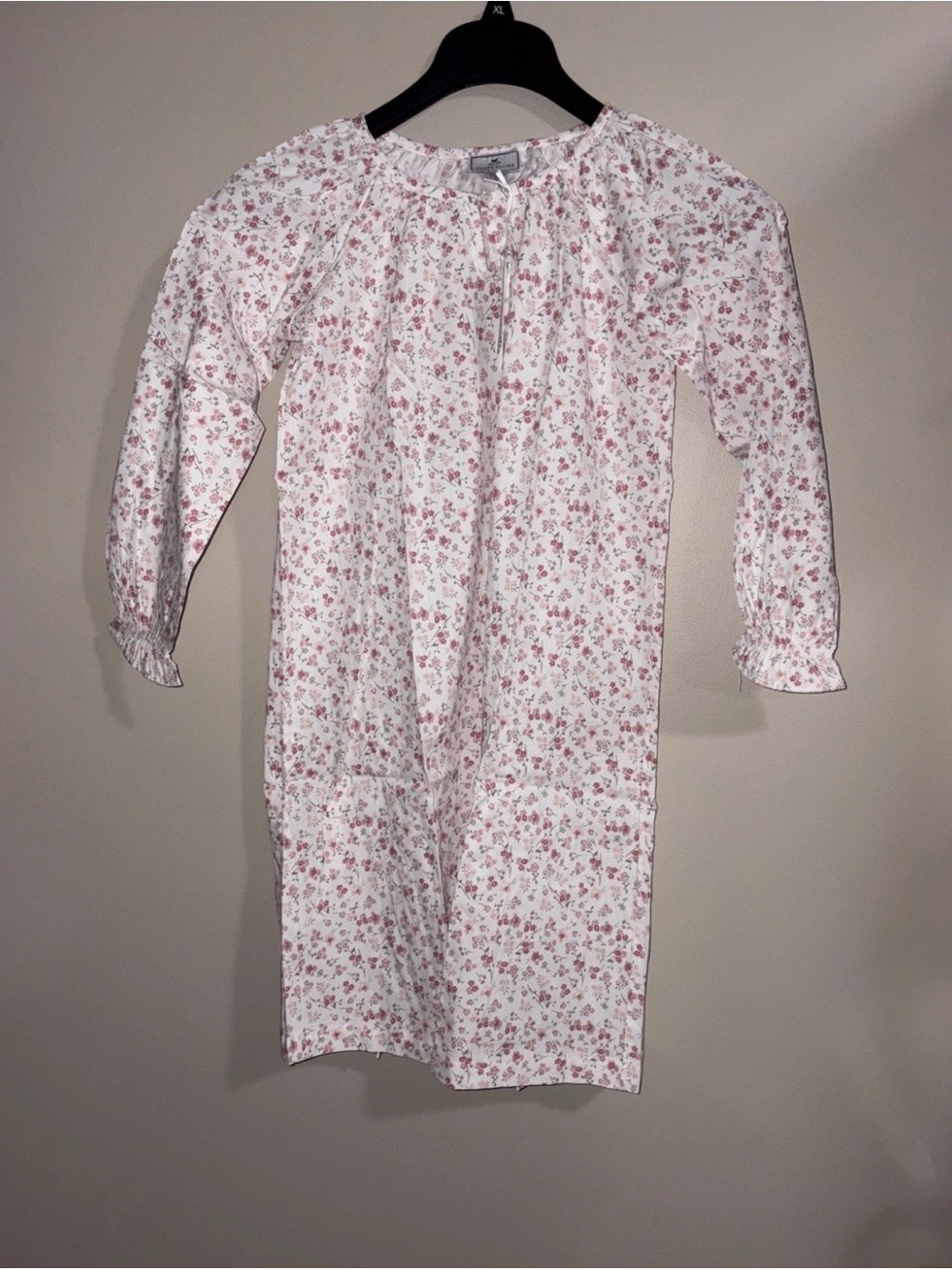 Girls' Floral Cotton Nightgown in White and Pink
